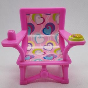Dollhouse Barbie Lawn Camping Chair with Snacks Heart Retro Heart Hot Pink